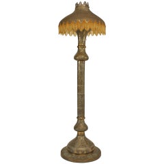 Antique Moorish Style Brass Filigree Beaded Floor Lamp
