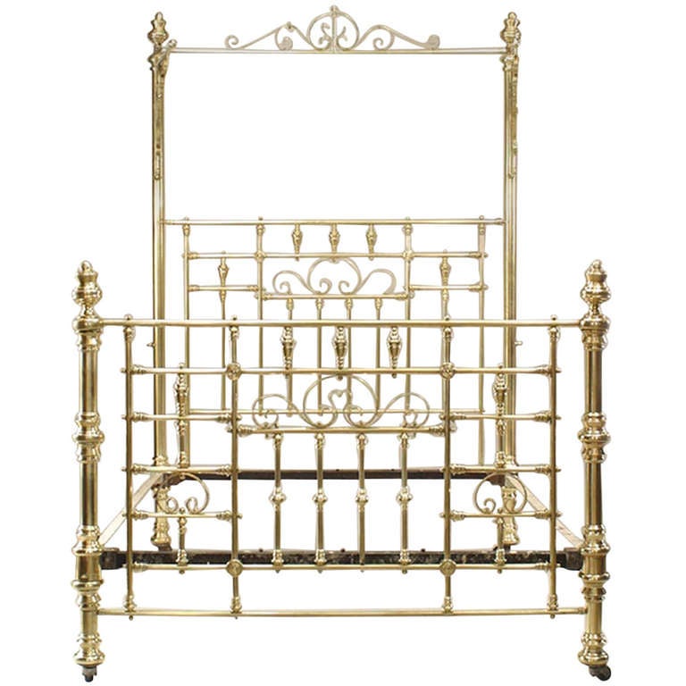 19th C. American Brass Queen Sized Bed at 1stdibs