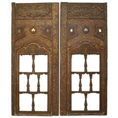 Pair of 16th c. Carved Open Design Persian Window Panels 5