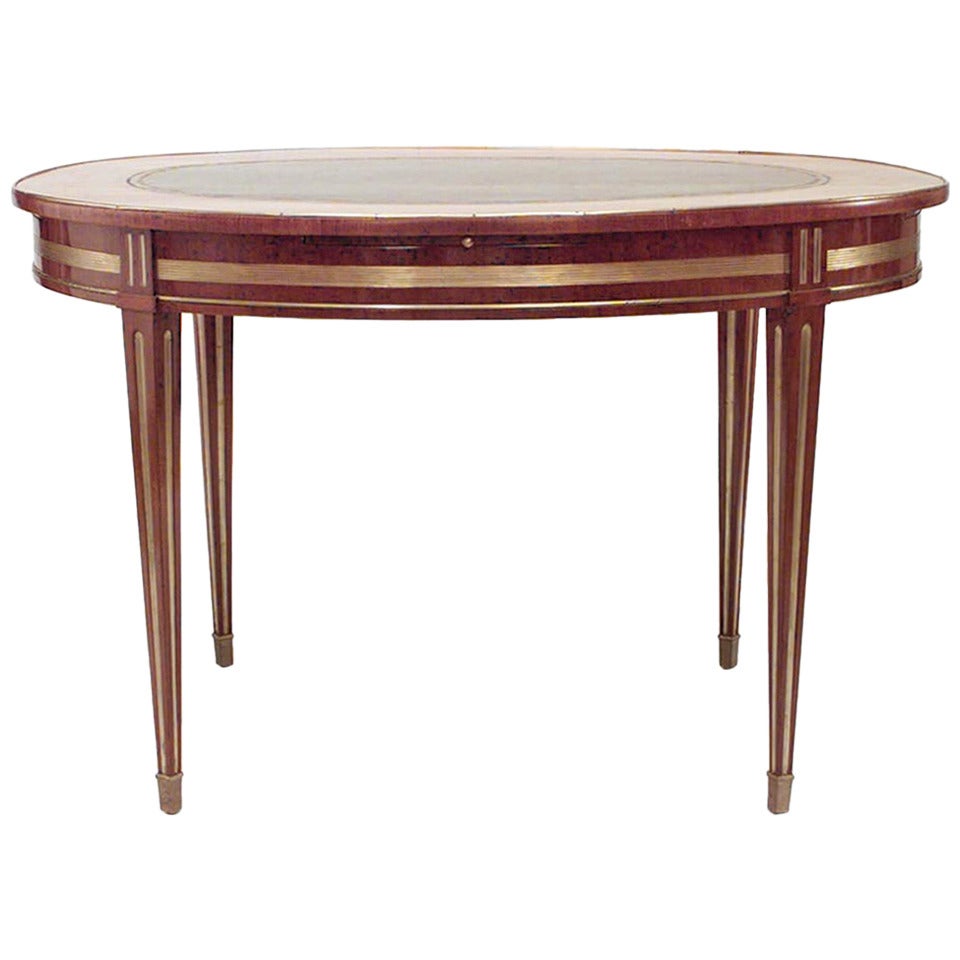 Russian Neoclassic Mahogany and Leather Center Table For Sale