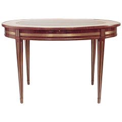 Russian Neoclassic Mahogany and Leather Center Table