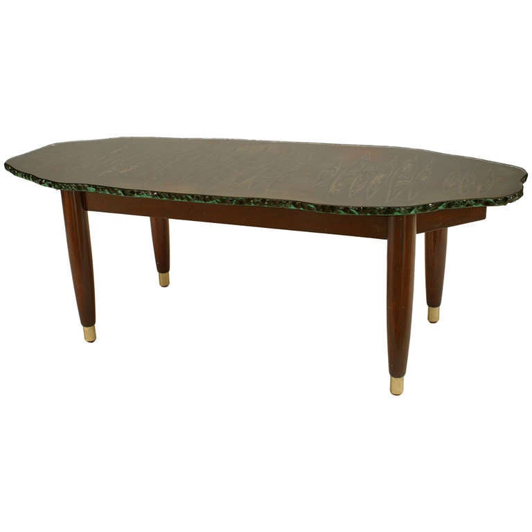 Large Glasarble Free Form Coffee Table For At 1stdibs 1950 S Italian Free Form Glasahogany Coffee Table