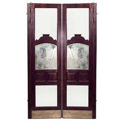 Pair of 19th c. American Oak and Bevelled Glass Saloon Doors 4
