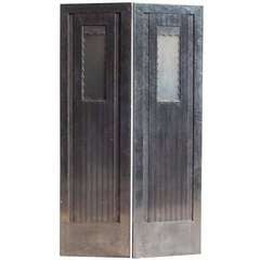Vintage Pair of American Art Deco Steel Elevator Doors