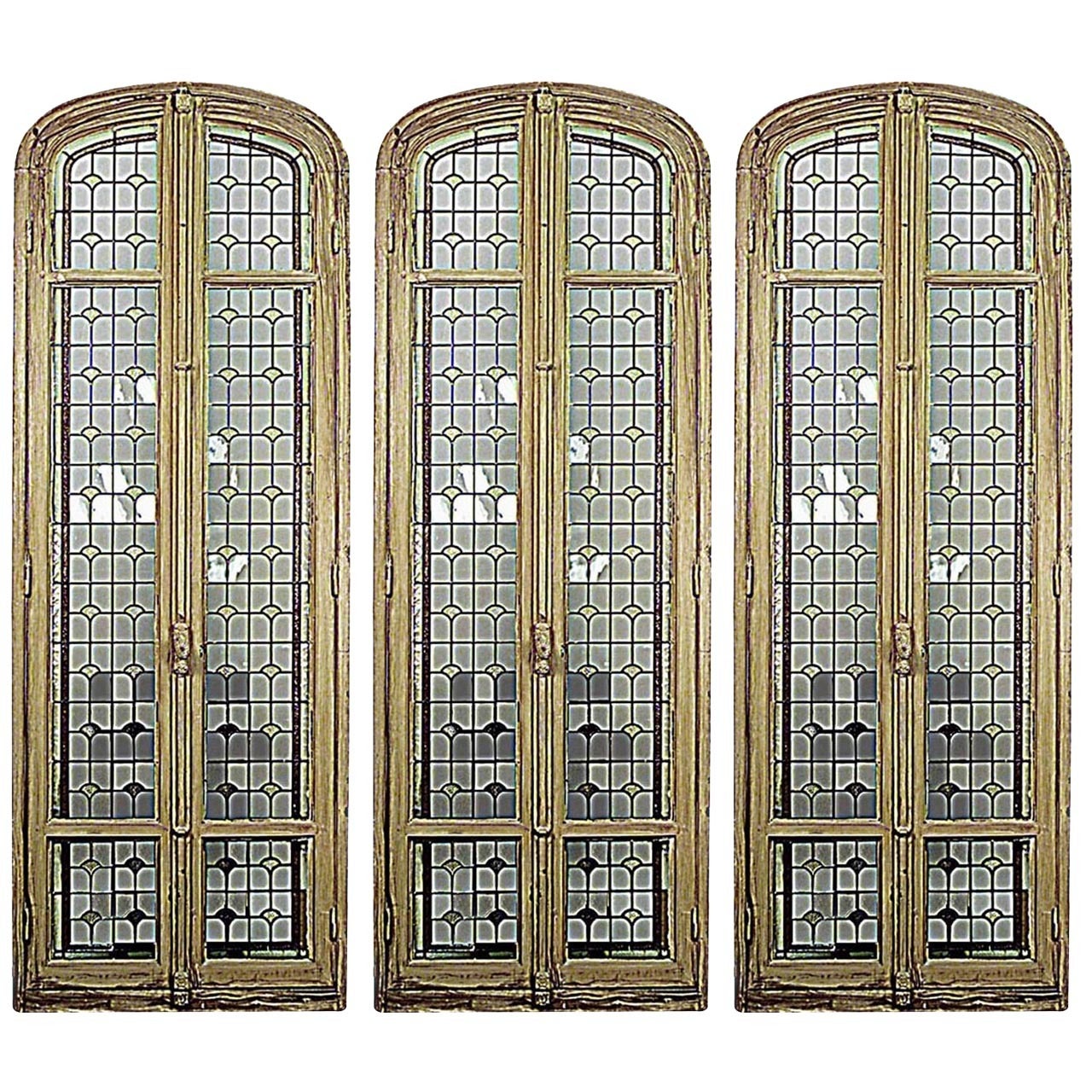 Three 19th C. French Stained Glass Doors