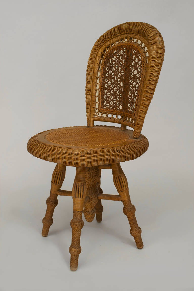 American Swiveling Wicker Side Chair by Wakefield Rattan Co., c. 1890