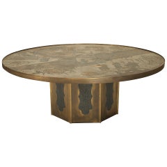 1980's American Patinated Bronze Coffee Table by Philip and Kelvin LaVerne