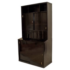 Vintage French Art Deco Ebonized Bookcase (Manner of Pierre Chareau)