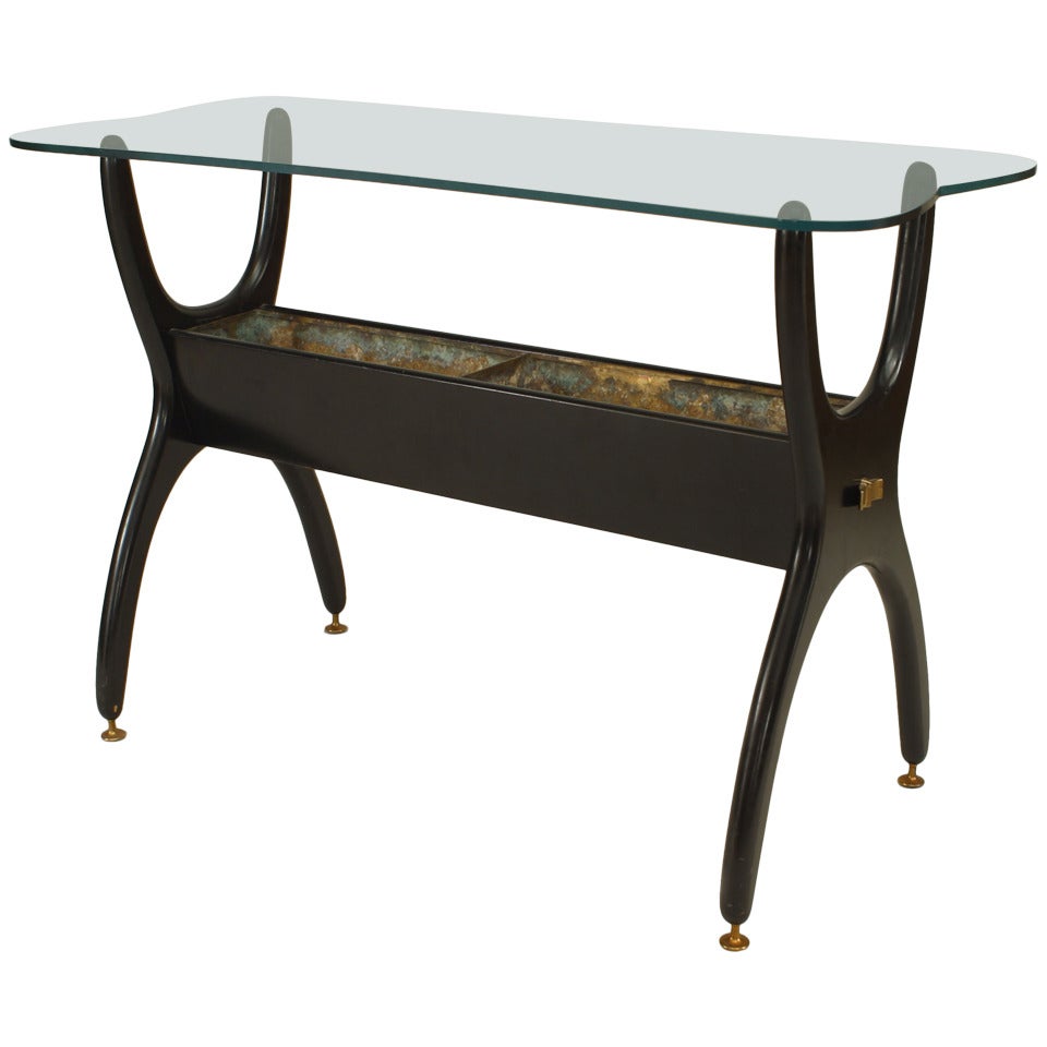 1950's Italian Ebonized Fernery End Table Attributed to Ico Parisi