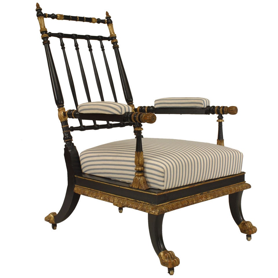 Austrian Gilt Trimmed Spindle Design Armchair, c. 1830