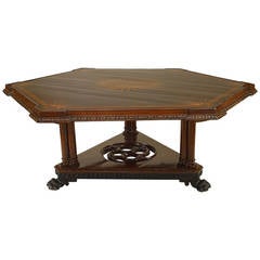 19th Century English Regency Hexagonal Mahogany Center Table 11