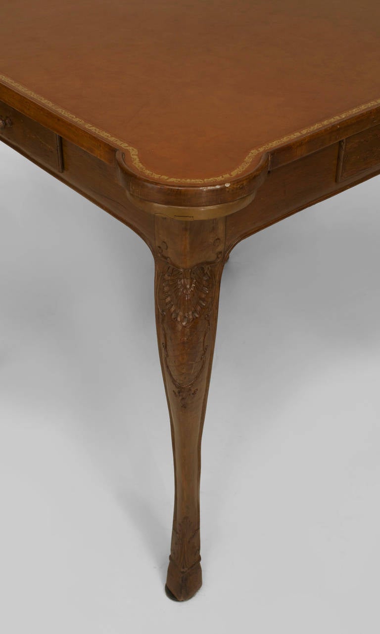 20th Century 20th c. French Louis XV Style Leather Top Game Table