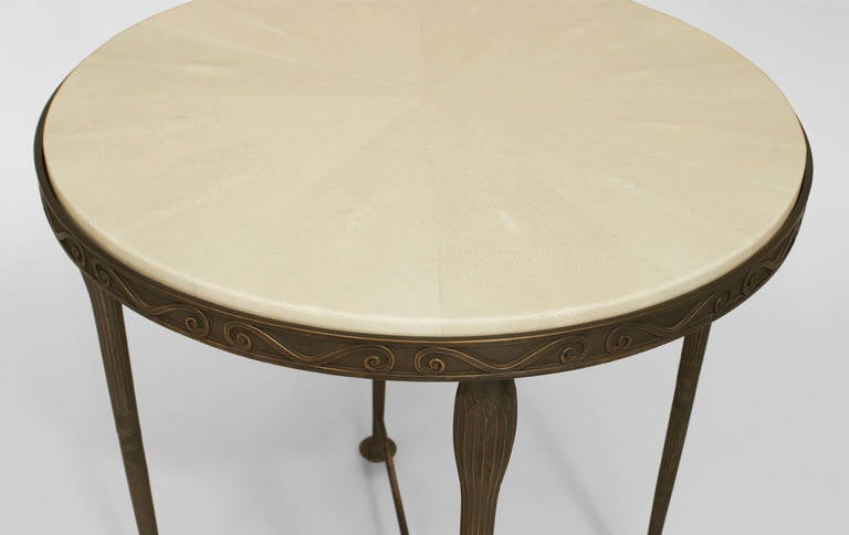21st c. American Bronze and Shagreen End Table by Carole Gratale In Excellent Condition In New York, NY