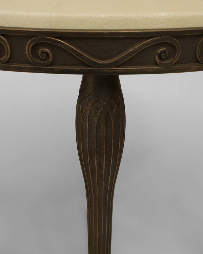 Contemporary 21st c. American Bronze and Shagreen End Table by Carole Gratale
