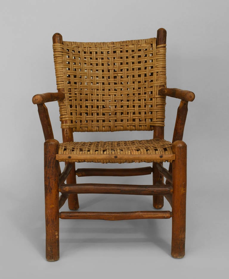 Pair of 1940's American Rustic Armchairs by the Old Hickory Co. For