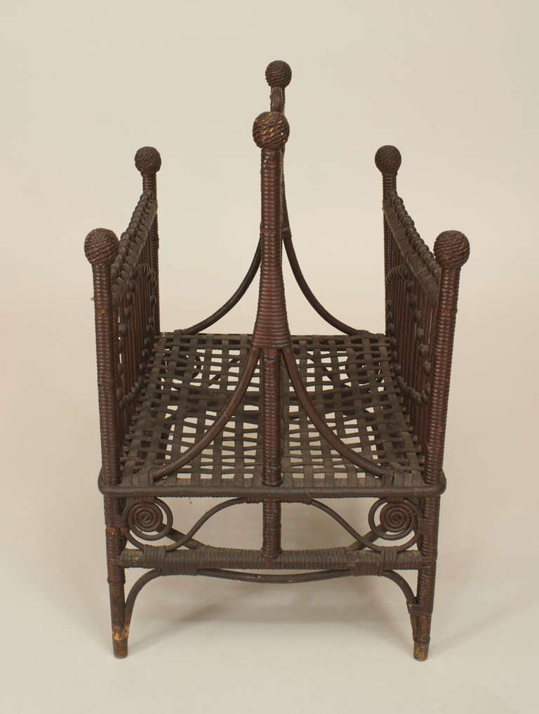American Victorian Wicker Magazine Rack In Excellent Condition For Sale In New York, NY