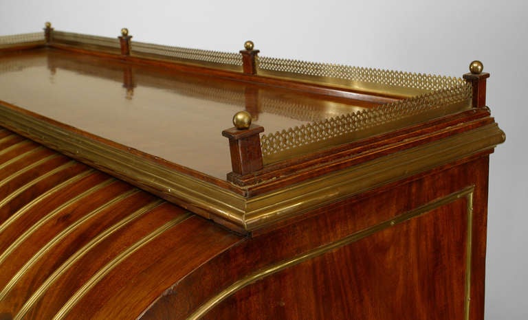Russian Brass Trimmed Mahogany Roll Top Desk, circa 1790 4
