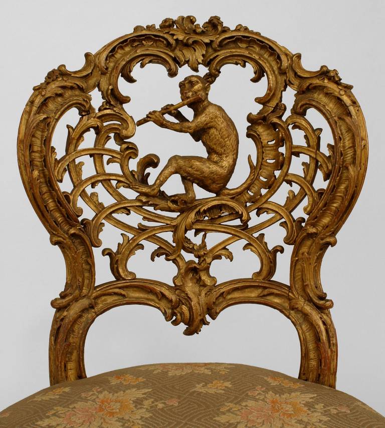 Pair of 19th Century French Louis XV Style Singerie Side Chairs at 1stDibs
