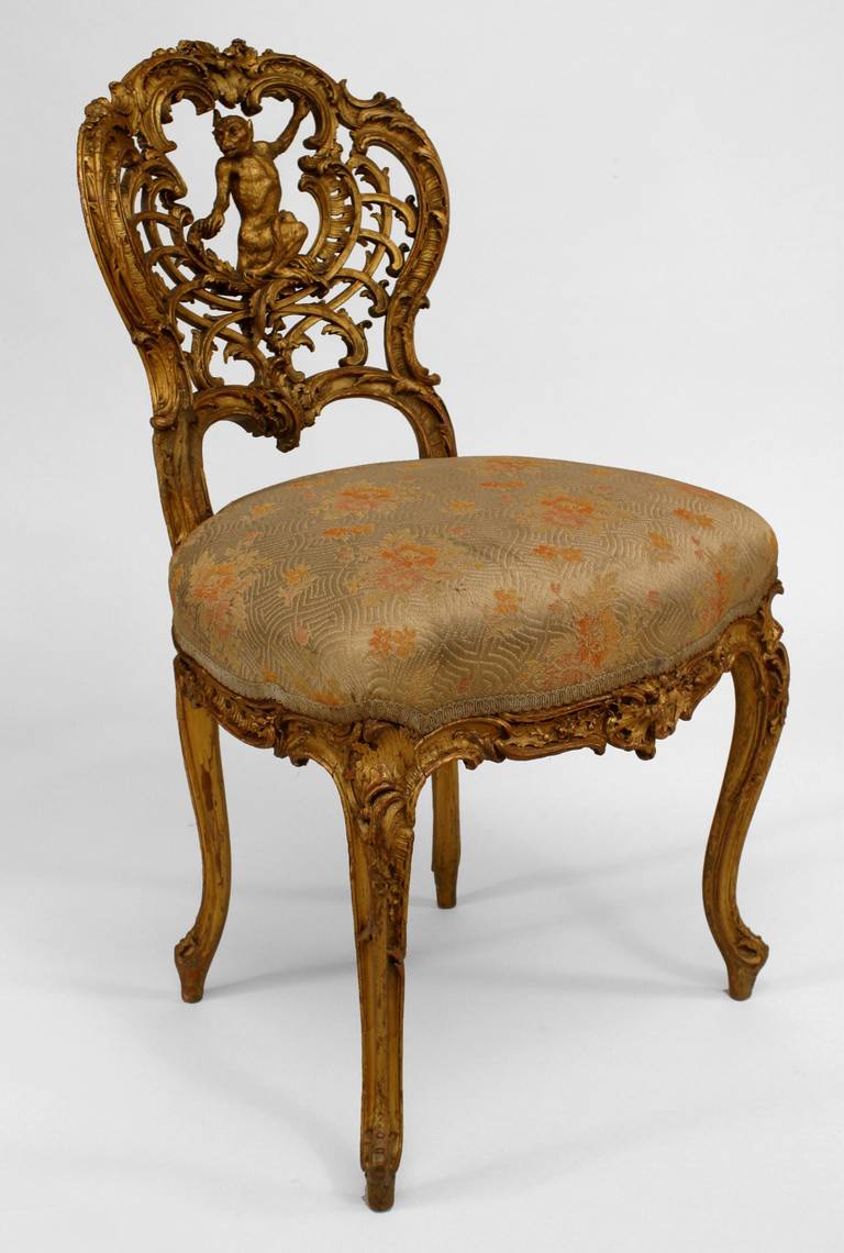 Pair of 19th Century French Louis XV Style Singerie Side Chairs at 1stDibs