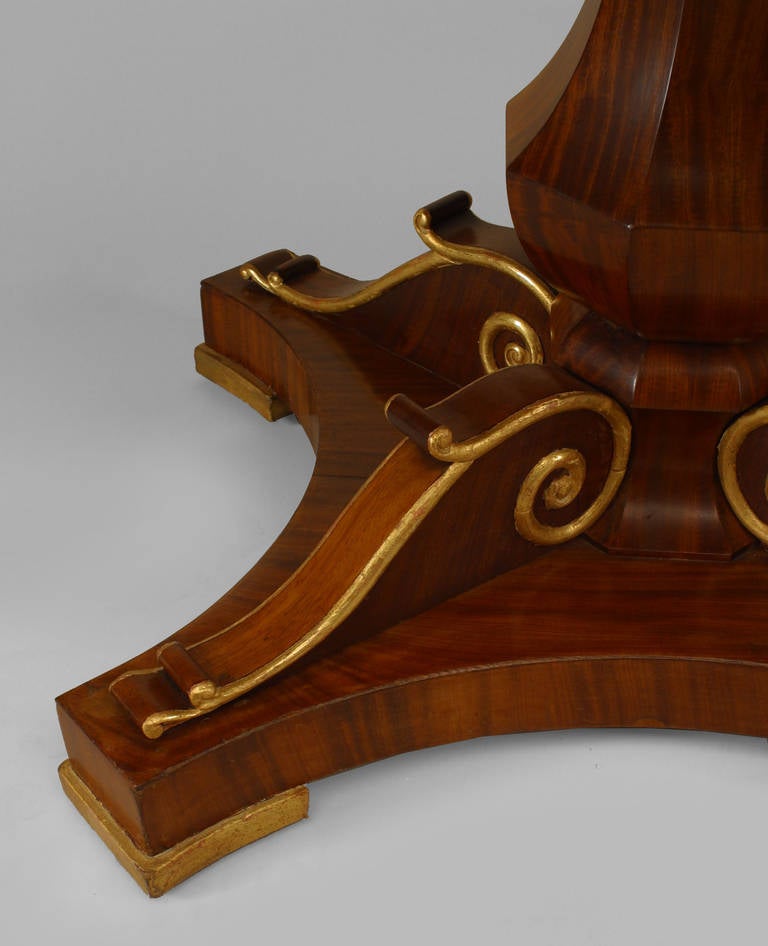 Gold Leaf English Regency Style Mahogany Center Table For Sale