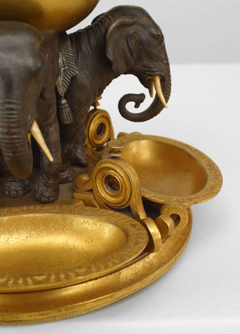 19th Century English Regency Style Bronze Elephant Centerpiece