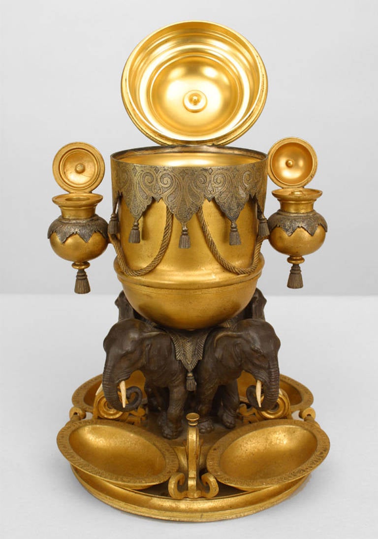 English Regency Style Bronze Elephant Centerpiece 3