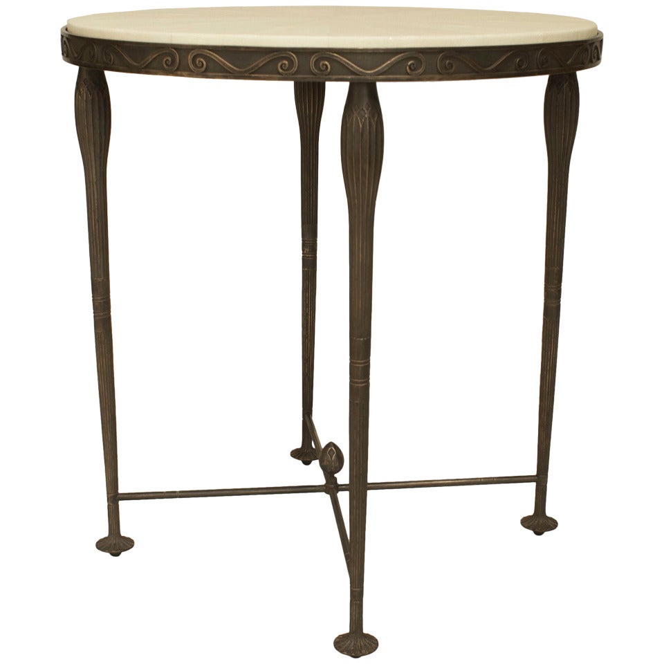 21st c. American Bronze and Shagreen End Table by Carole Gratale