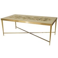 Contemporary American Eglomise and Bronze Coffee Table by Carole Gratale 1