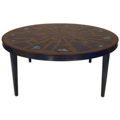 1970's French Round Copper and Lacquer Coffee Table 11