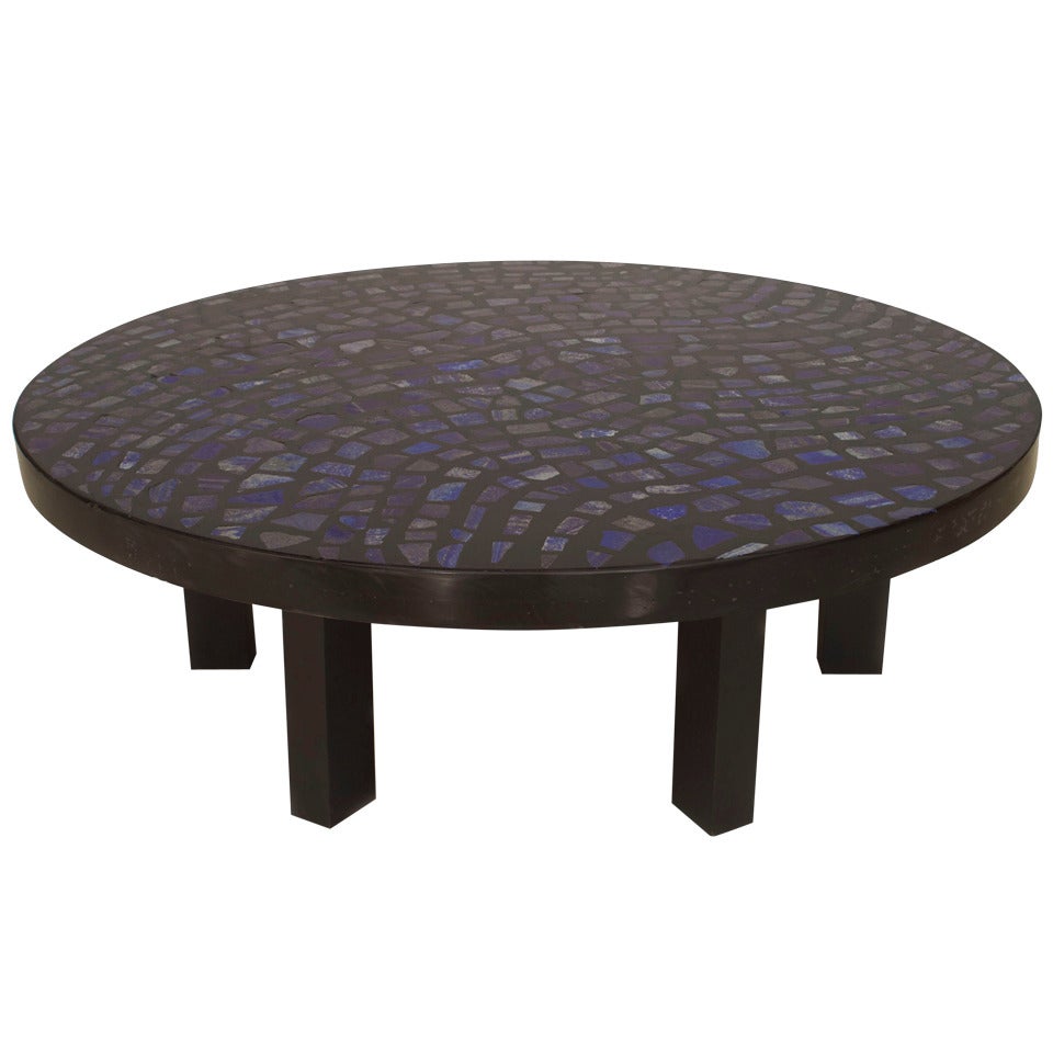 1970's Belgian Lapis Lazuli and Resin Coffee Table by Etienne Allemeersch