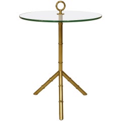 1960's French Brass Faux Bamboo End Table