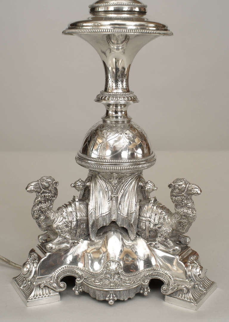 Pair of English Regency Style Silverplate Camel Table Lamps For Sale at ...