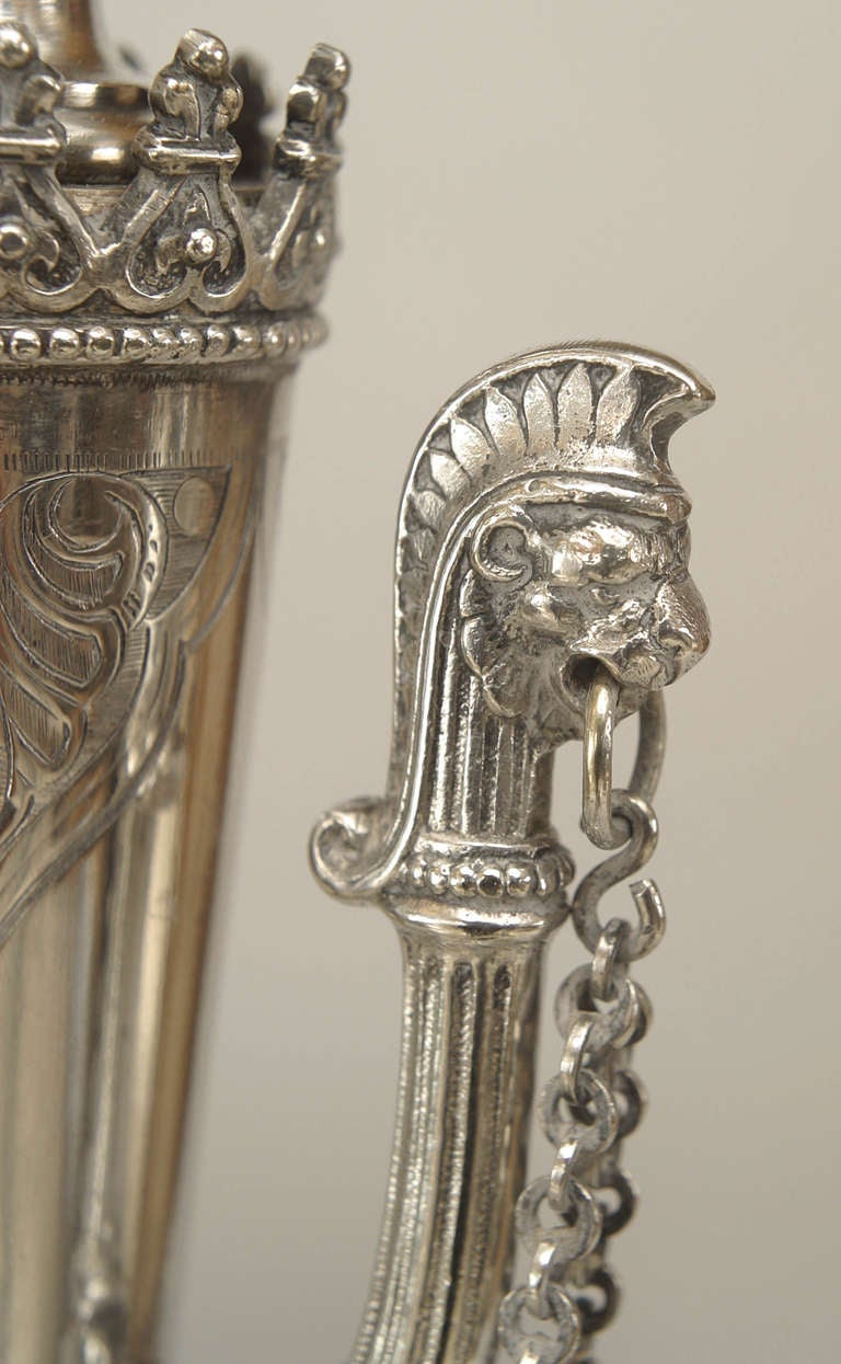 19th Century Pair of English Regency Style Silverplate Camel Table Lamps For Sale