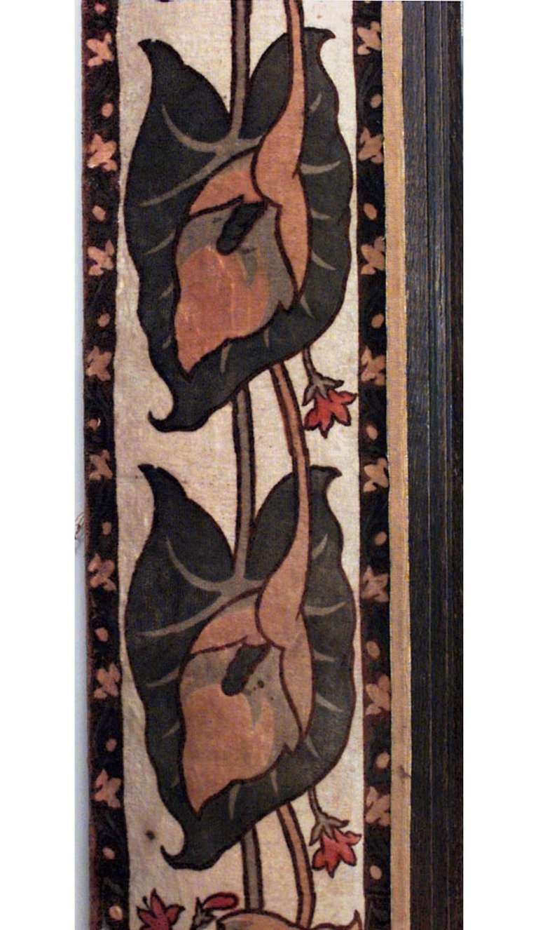 English Art Nouveau Wall Mirror Framed in Velvet