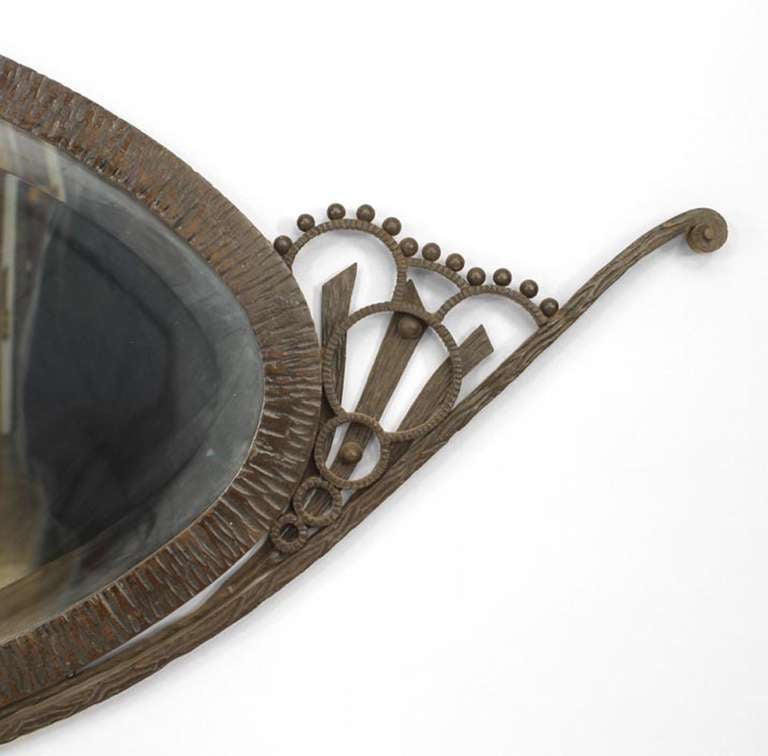 French Wrought Iron Art Deco Wall Mirror, Attrib. to Raymond Subes