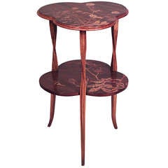 Antique French Art Nouveau Inlaid Mahogany End Table Attributed to Louis Majorelle