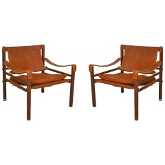 Pair of 1970s Swedish Leather Armchairs by Norel