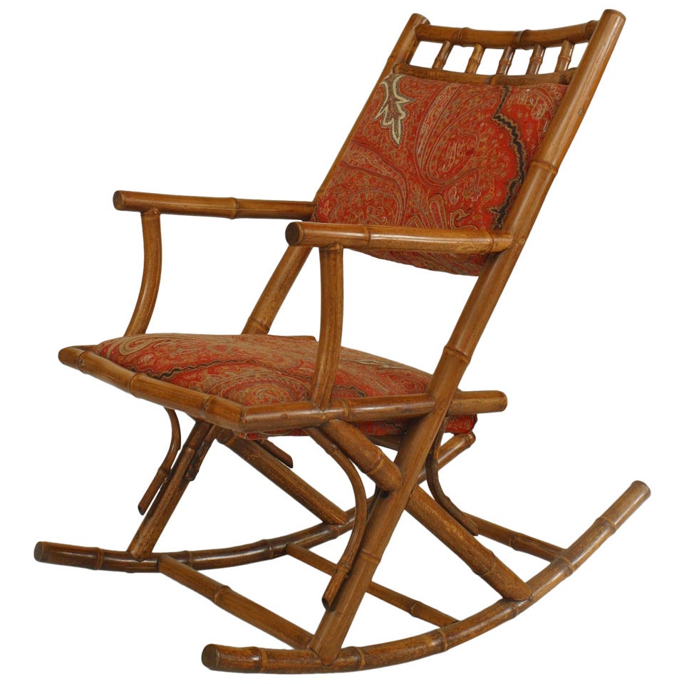 French Victorian Bamboo Rocking Chair For Sale