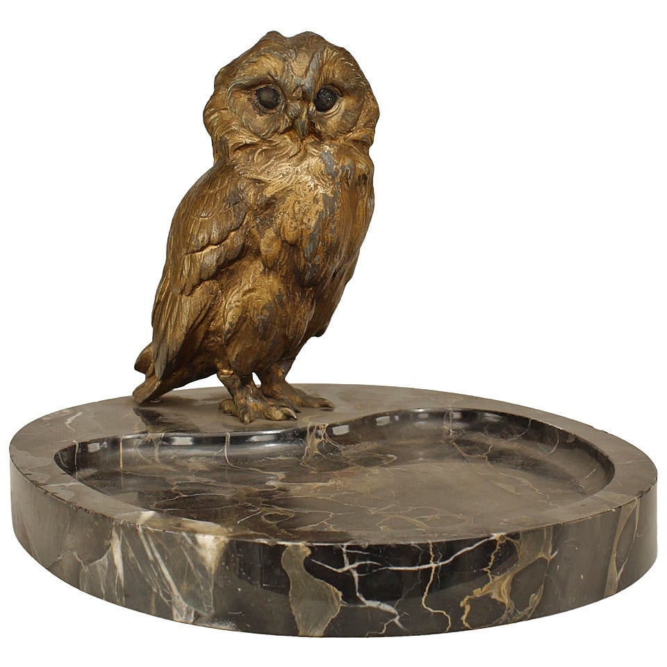 French Owl Ashtray, c. 1900