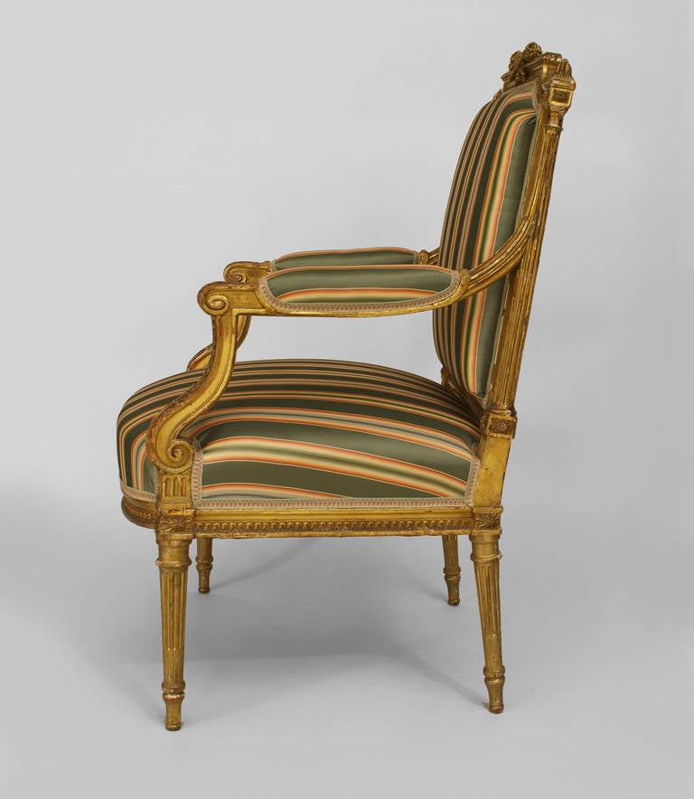 French Louis XVI Gilt Arm Chair In Good Condition For Sale In New York, NY