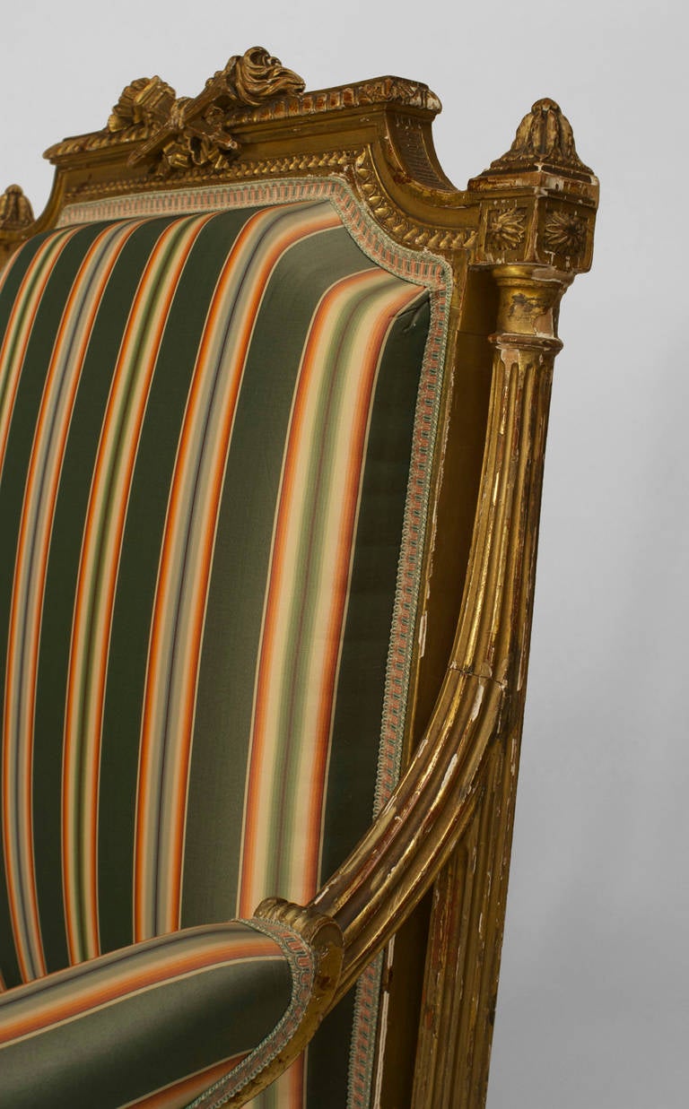 French Louis XVI Gilt Arm Chair For Sale 3