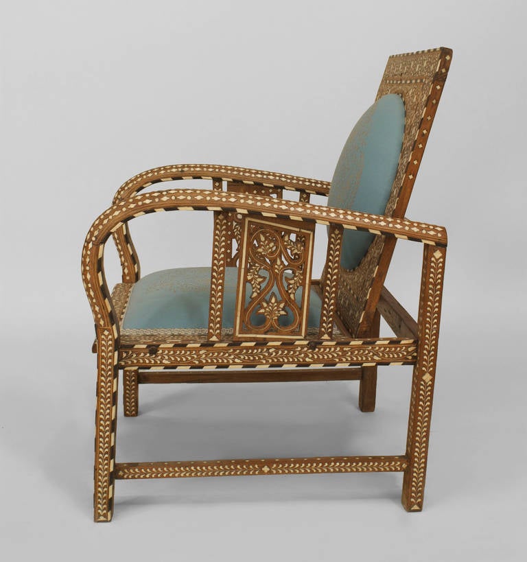 Unknown Anglo-Indian Teak Upholstered Armchair