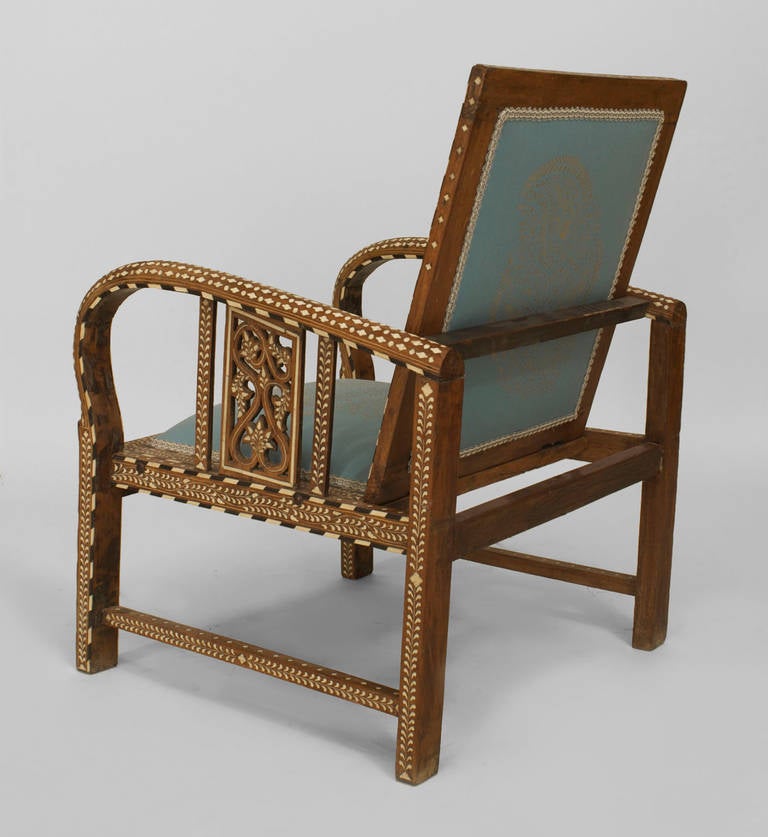 Anglo-Indian Teak Upholstered Armchair In Good Condition In New York, NY