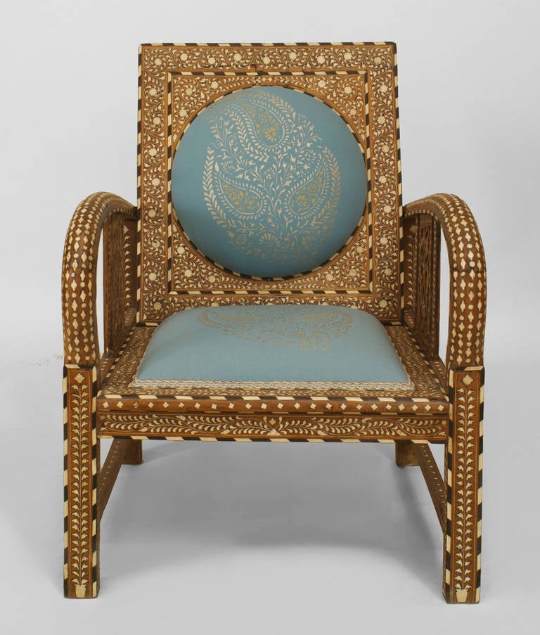 20th Century Anglo-Indian Teak Upholstered Armchair