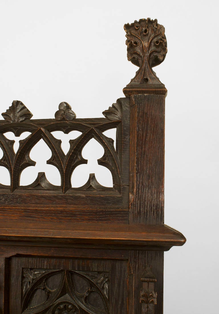 Carved English Gothic Oak Altar For Sale