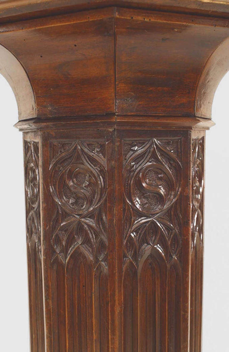 Pair of 19th c. Gothic Revival Mahogany Pedestals In Excellent Condition In New York, NY
