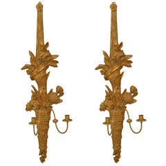 Pair of 19th c. Italian Giltwood Sconces 11