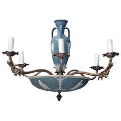 19th c. English Chandelier with Wedgwood Porcelain Elements 2