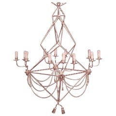 Rope and Tassel Style Gilt Metal Chandelier