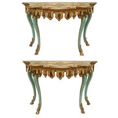 Pair of Decorated Parcel Gilt Venetian Consoles